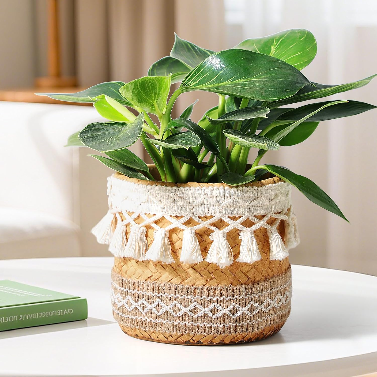 Concrete Rattan-Style Plant Basket Planter