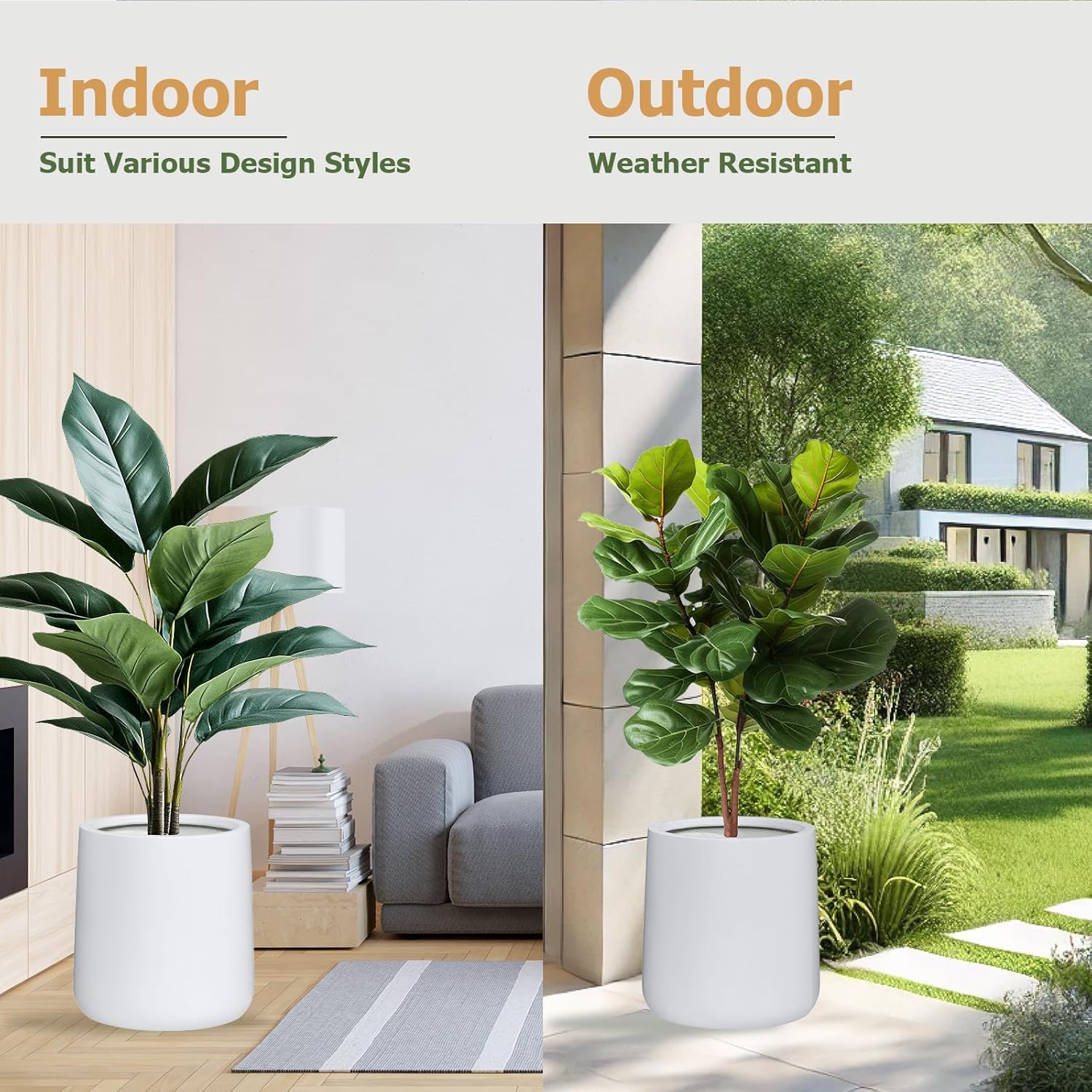 14"H x 13.7"D Conico Fiberstone Round Planter