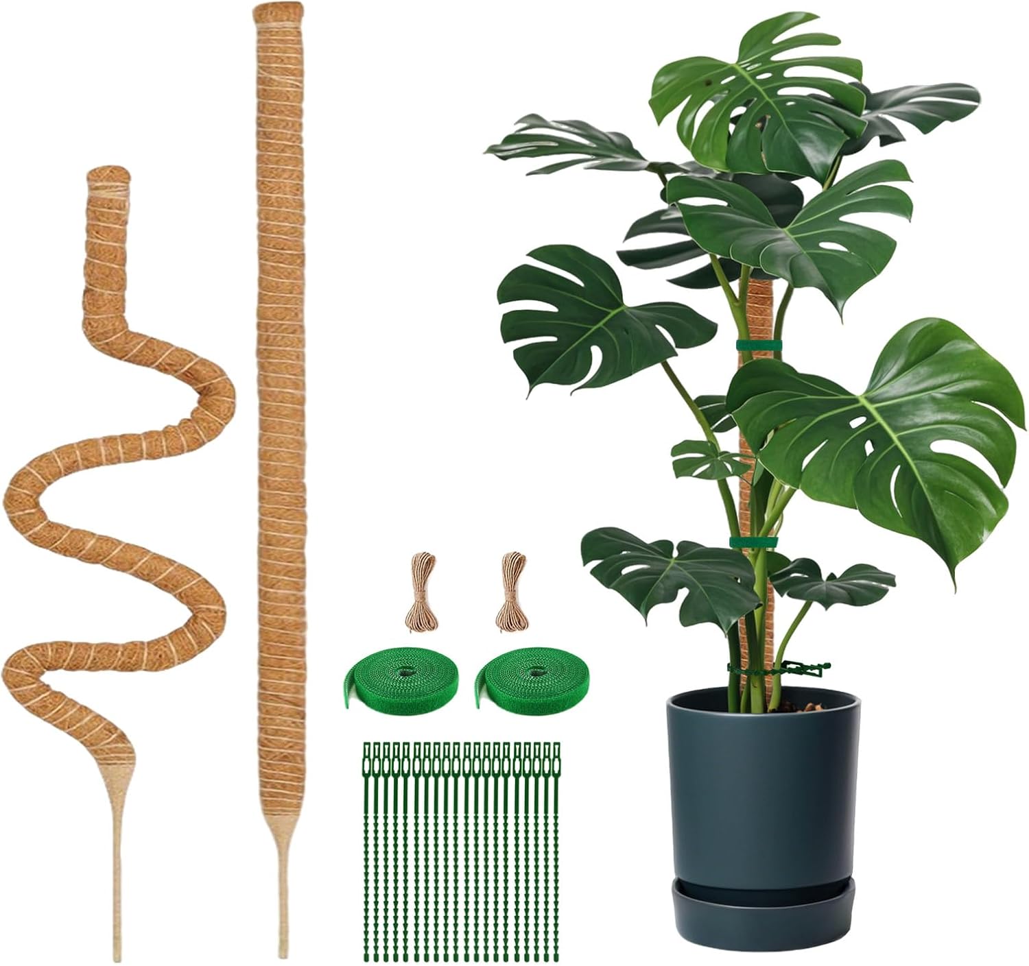 2 Pack 47.24 Inch Bendable Moss Pole for Monstera