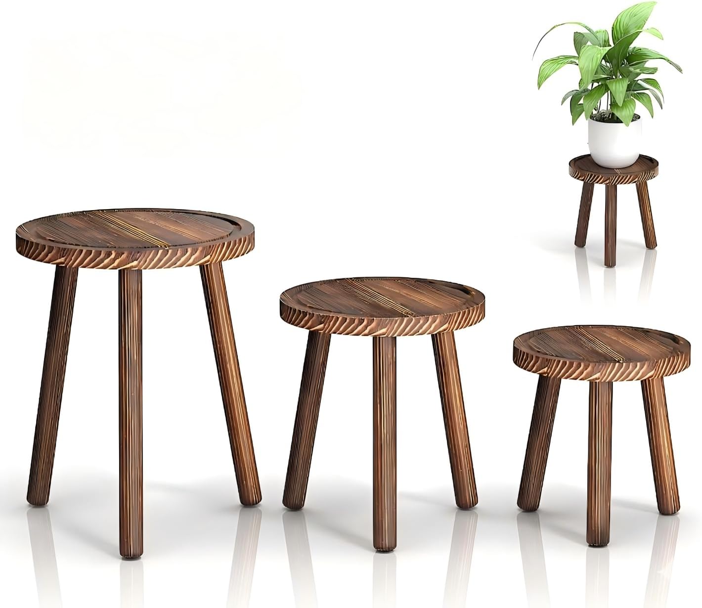 Wooden Plant Stand Set