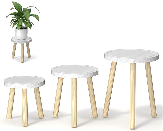 Wooden Plant Stand Trio
