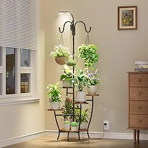 Tall Plant Shelf With Light