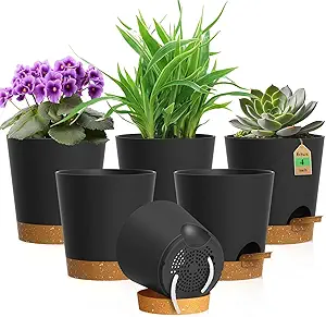 WSMKSZ 4 inch Self Watering Pots for Indoor Outdoor Plants