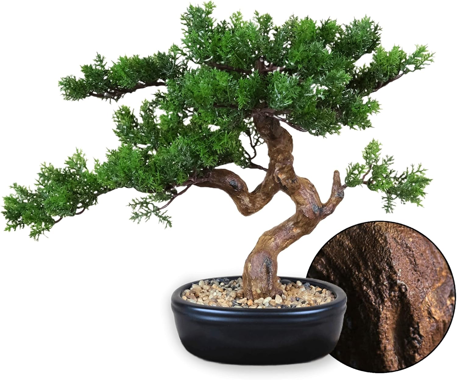 Artificial Bonsai Tree 16" Tall with Realistic Wood and Ceramic Pot