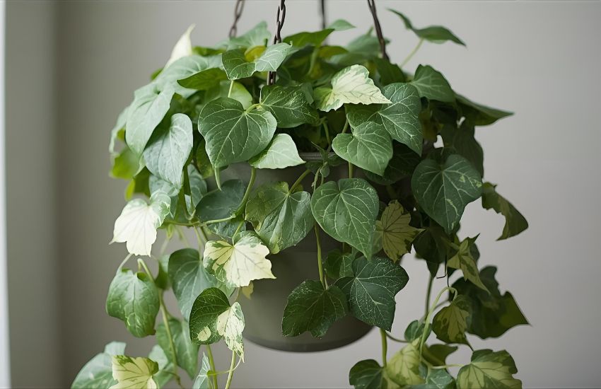 English Ivy Variegated in Hanging Planter: A Hardy Indoor Vine