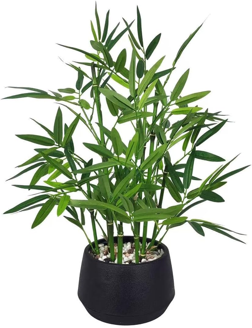 365 Blooming Decor 18-inch Tall Potted ARTIFICIAL Bamboo Plant (Black Pot)