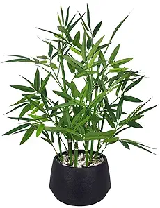 365 Blooming Decor 18-inch Tall Potted ARTIFICIAL Bamboo Plant (Black Pot)