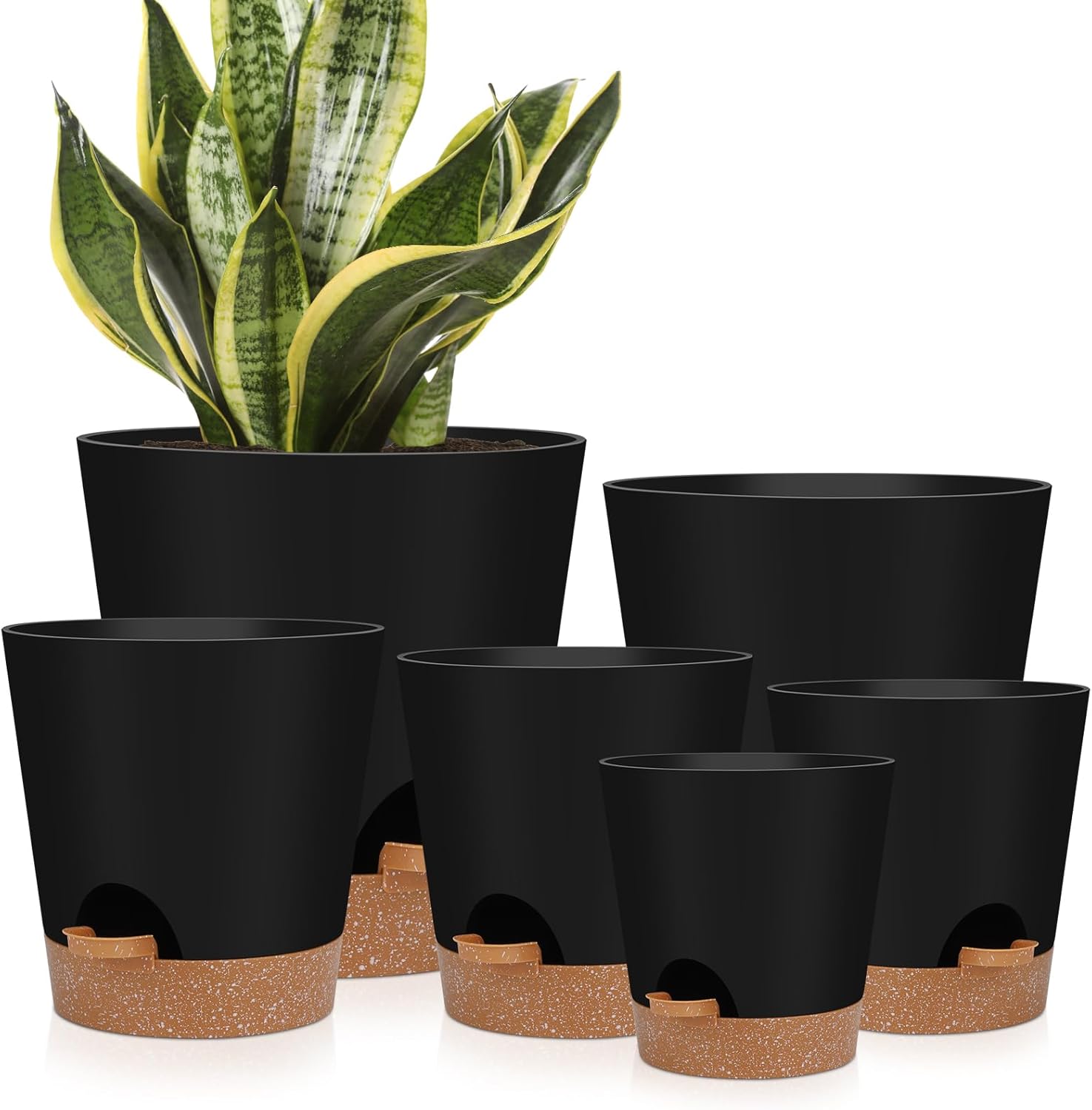 Indoor Self Watering Planters with Drainage Holes and Saucers