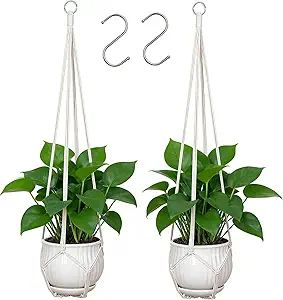 YIBOT Macrame Plant Hanger Indoor Set of 2 with 2 S Hooks