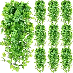 Hoteam 12 Pcs Artificial Hanging Plants 32 Inch Fake Ivy Vines
