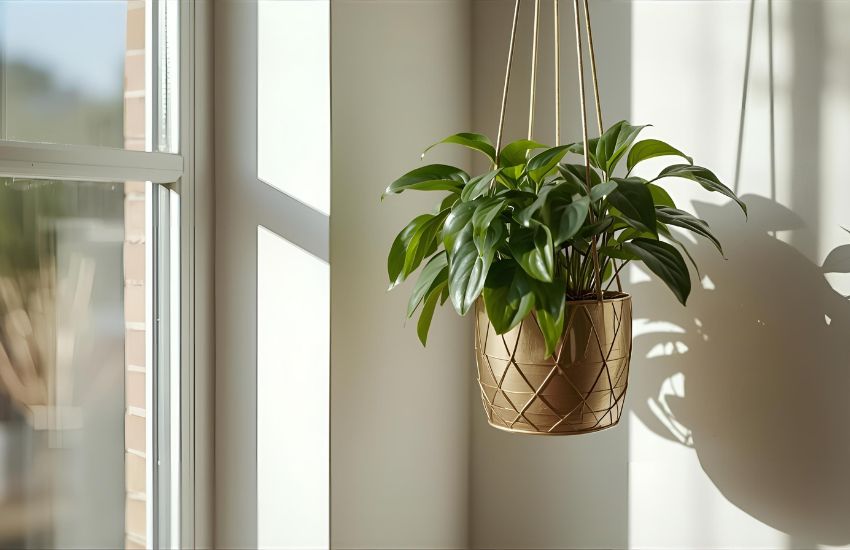 Transform Indoor Spaces with Golden Money Plant in Stylish Hanging Pot