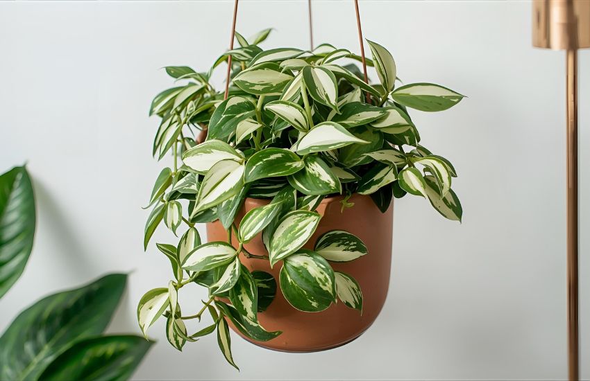 Peperomia Variegated Creeper with Hanging Pot Care Guide Indoors