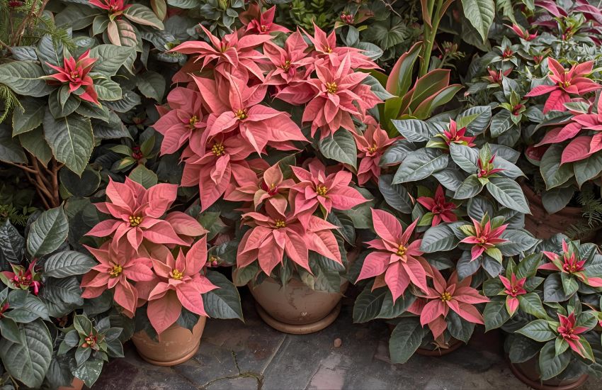 Poinsettia Pink Plant With Oslo Planter Christmas Flower Collection Delivery