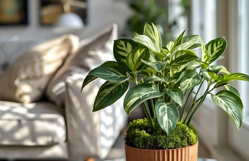 Money plant variegated with moss stick price indoor pot