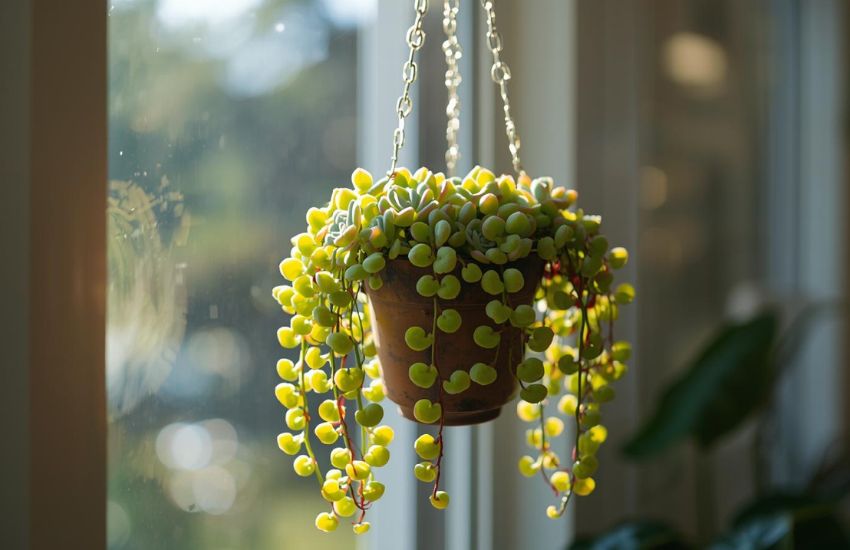 Sedum Golden with Hanging Pot: Perfect Indoor Succulent Display